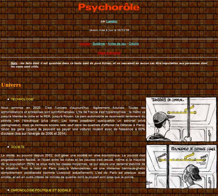 psychorole, le jeu de role dystopique